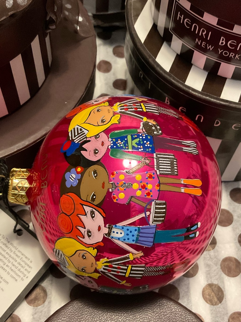 Rare Henri Bendel Joy to the World Bendel Dolls Ornament with Tag & Original Box - Picture 10 of 16
